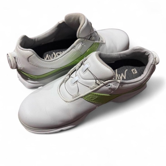 FootJoy White and Lime Green Pro/SL Golf Shoes - Picture 6 of 8
